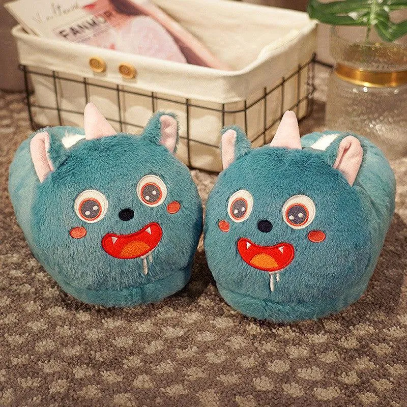 Household Bag With Cute Plush Cotton Slippers