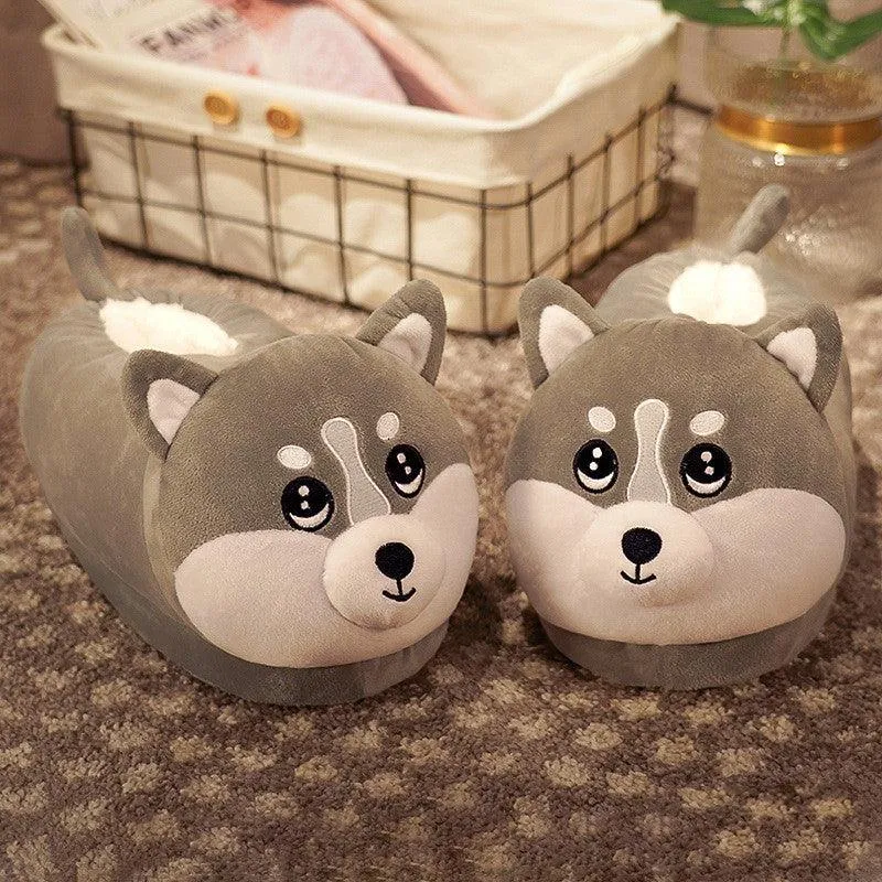 Household Bag With Cute Plush Cotton Slippers