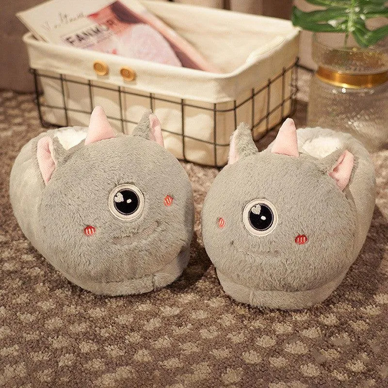 Household Bag With Cute Plush Cotton Slippers
