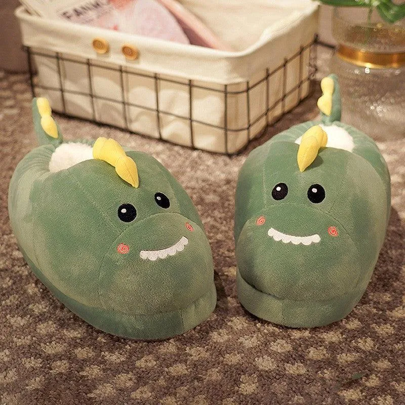 Household Bag With Cute Plush Cotton Slippers