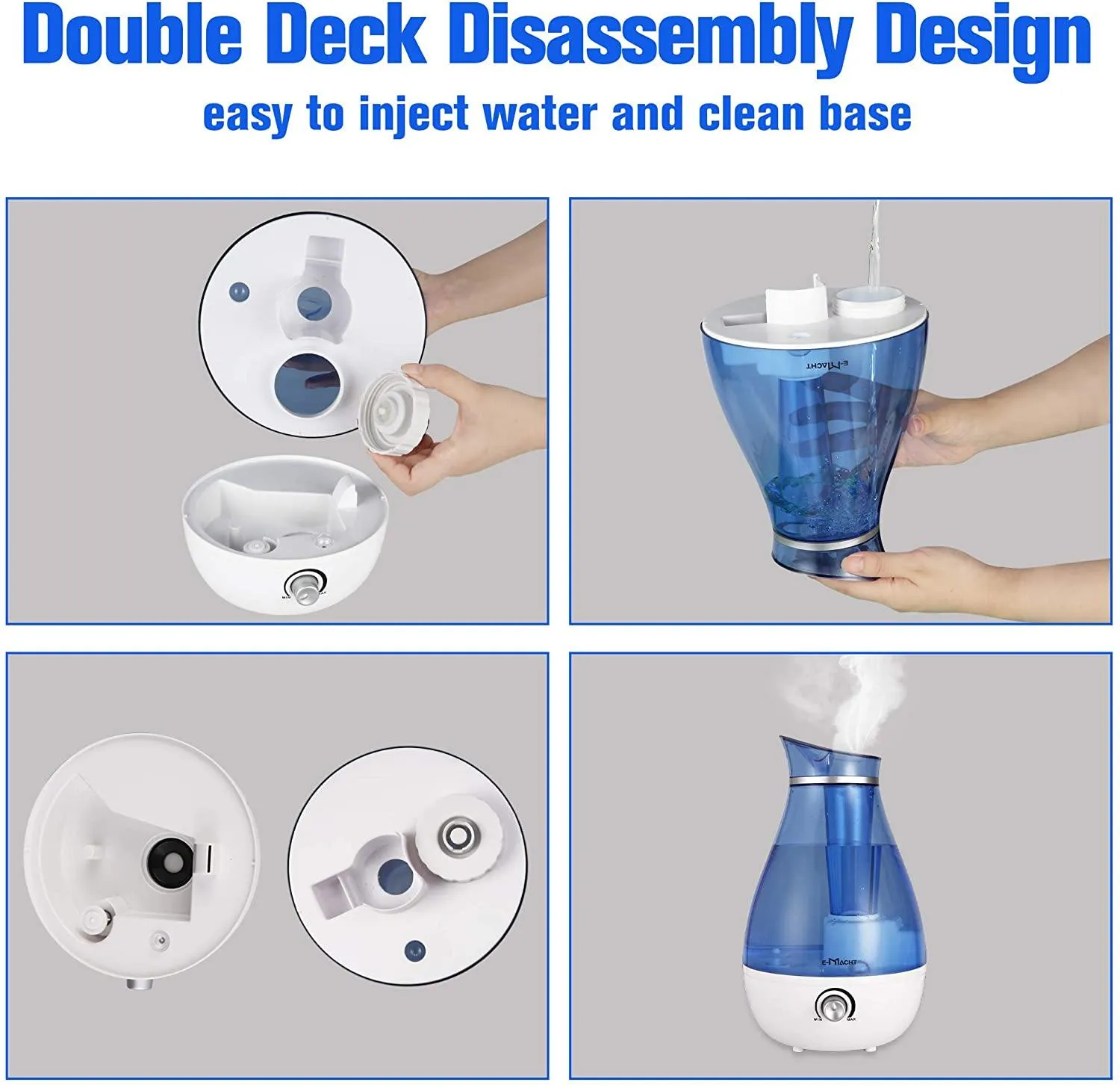 Humidifiers for Bedroom Quiet Ultrasonic Cool Mist Humidifier 2.5L with Auto Shut-Off, Less Than 30dB, Blue