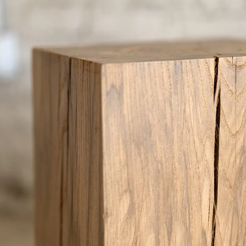 Hyo Table Mountain Rustic | White Oak Solid Wood Cube Side Table