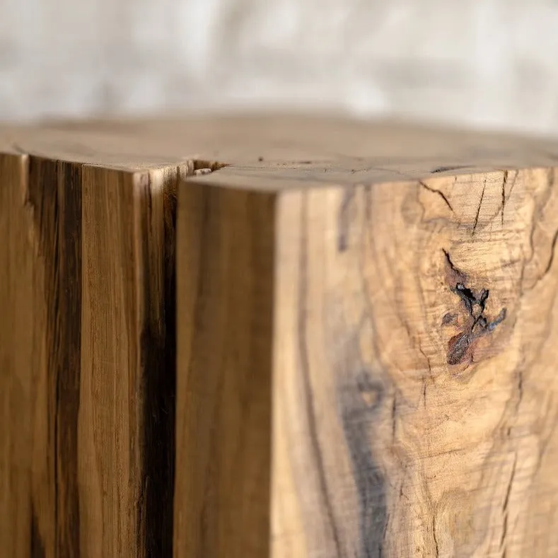 Hyo Table Mountain Rustic | White Oak Solid Wood Cube Side Table