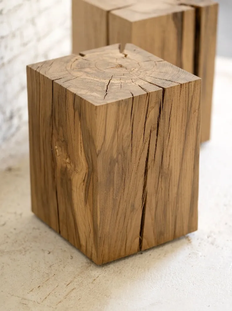 Hyo Table Mountain Rustic | White Oak Solid Wood Cube Side Table