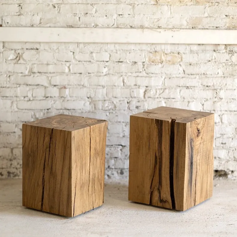 Hyo Table Mountain Rustic | White Oak Solid Wood Cube Side Table