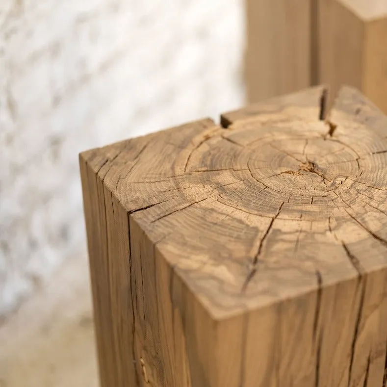 Hyo Table Mountain Rustic | White Oak Solid Wood Cube Side Table