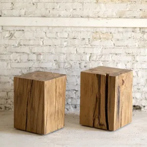 Hyo Table Mountain Rustic | White Oak Solid Wood Cube Side Table