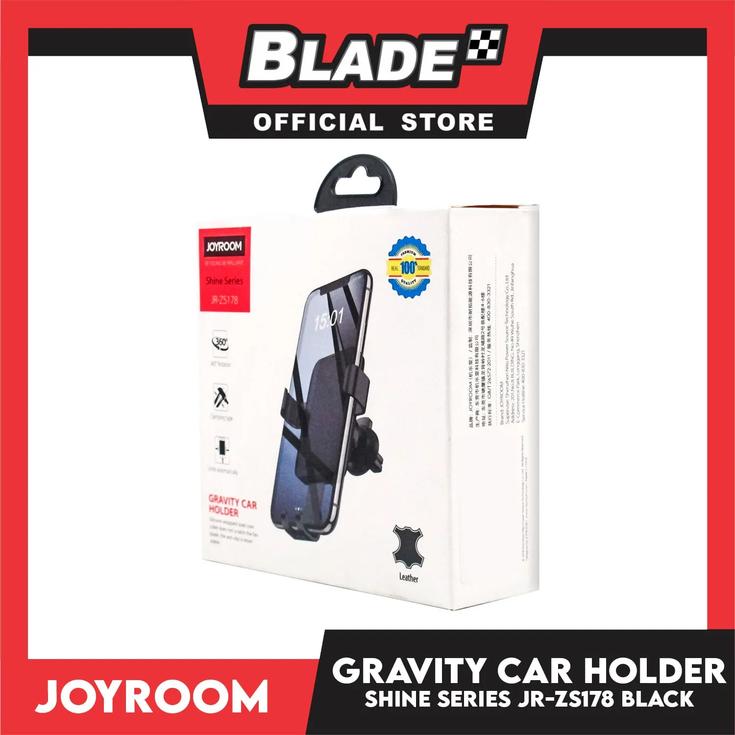 Joyroom Car Holder Gravity Shine Series JR-ZS178 (Black) for Samsung. Huwawei, Xiaomi, Oppo,Vivo, iPhone and Any Mobile Phone