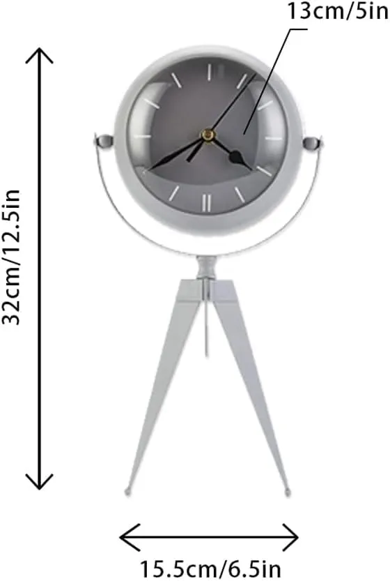 JUXORI Silent Shelf Clock 32cm High Non Ticking Retro Mantel Desk Clocks with Mirror Battery Operated Decorative Table Clock for Living Room Bedside Bedroom Family Office(Elegant Grey)