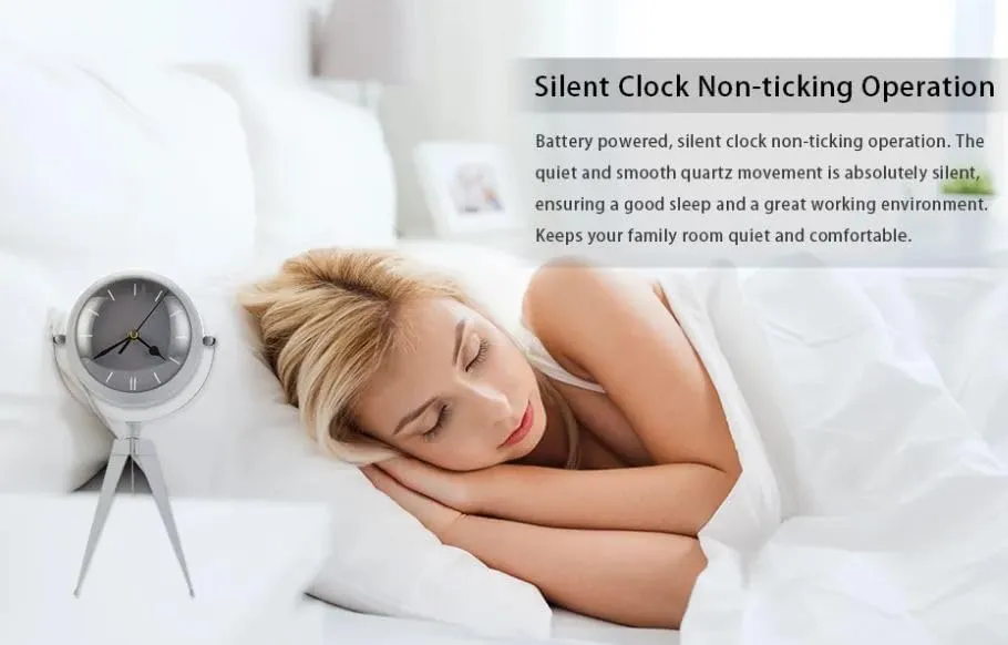 JUXORI Silent Shelf Clock 32cm High Non Ticking Retro Mantel Desk Clocks with Mirror Battery Operated Decorative Table Clock for Living Room Bedside Bedroom Family Office(Elegant Grey)