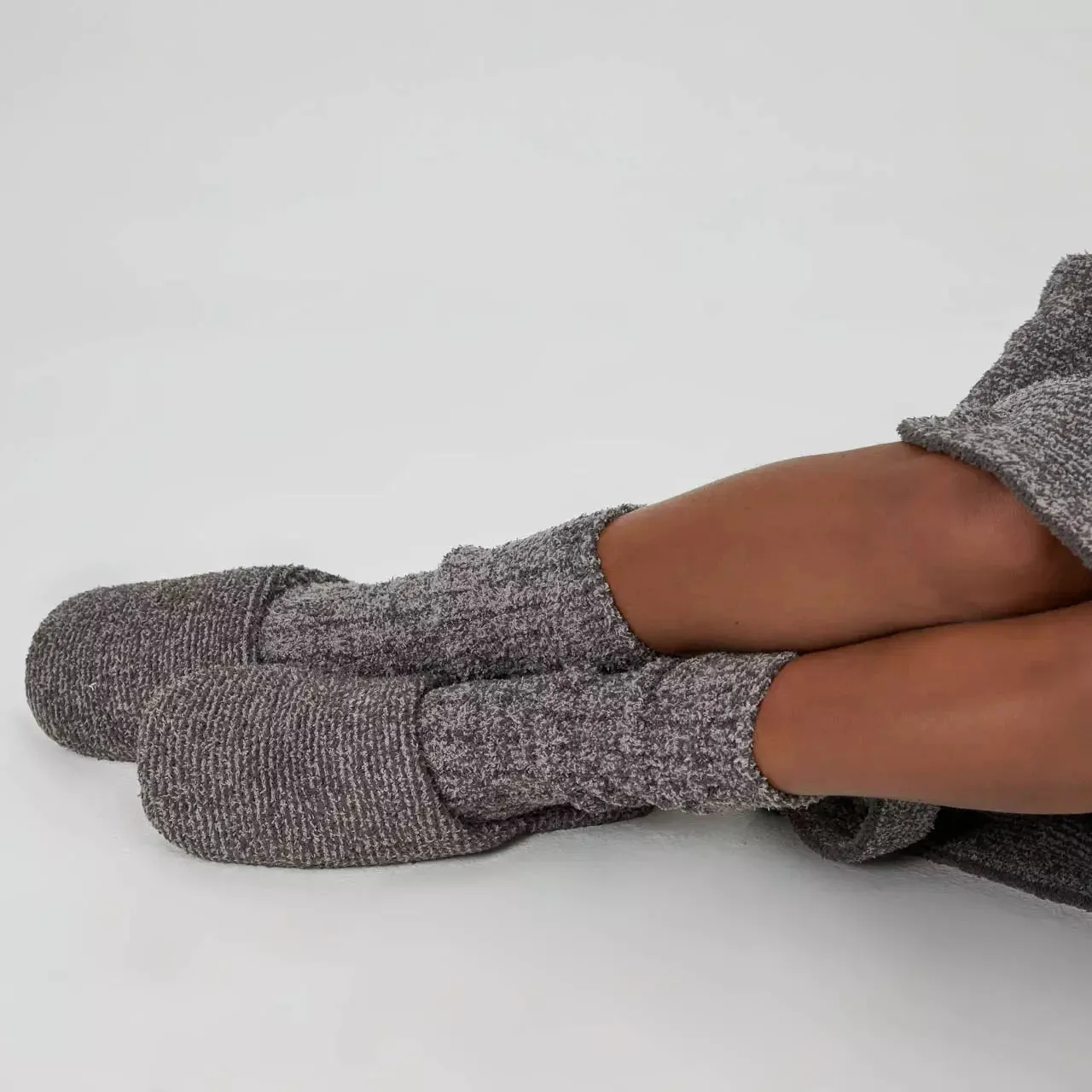 Kashwere Lounge Ultra Plush Silver Fox & Pewter Heathered Spa Slippers ~ LAST CHANCE SALE ~ LIMITED QUANTITIES