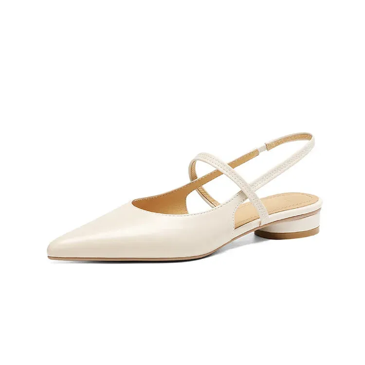 Kenya Pointed Toes Leather Slip-On Mules