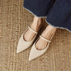 Kenya Pointed Toes Leather Slip-On Mules