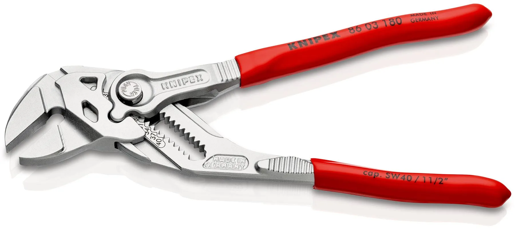 KNIPEX Pliers Wrench Slip Joint Plier 180mm Chrome Plastic Coated Handles 86 03 180 SB