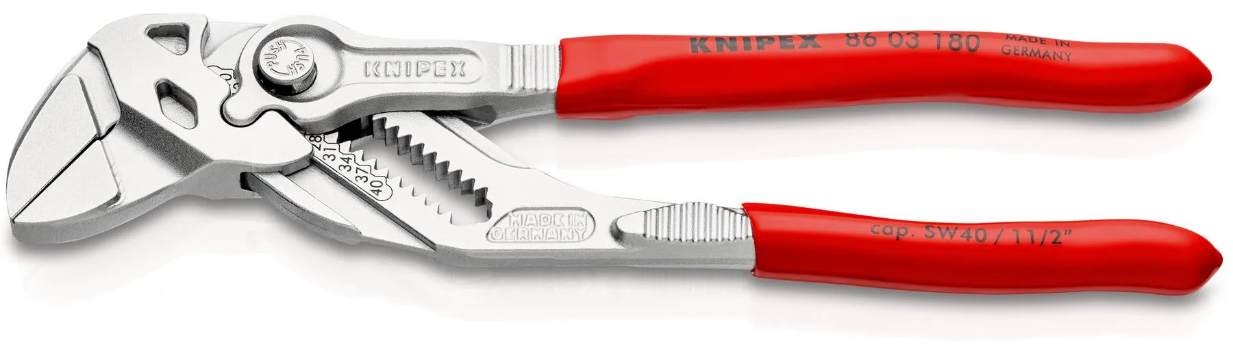 KNIPEX Pliers Wrench Slip Joint Plier 180mm Chrome Plastic Coated Handles 86 03 180 SB