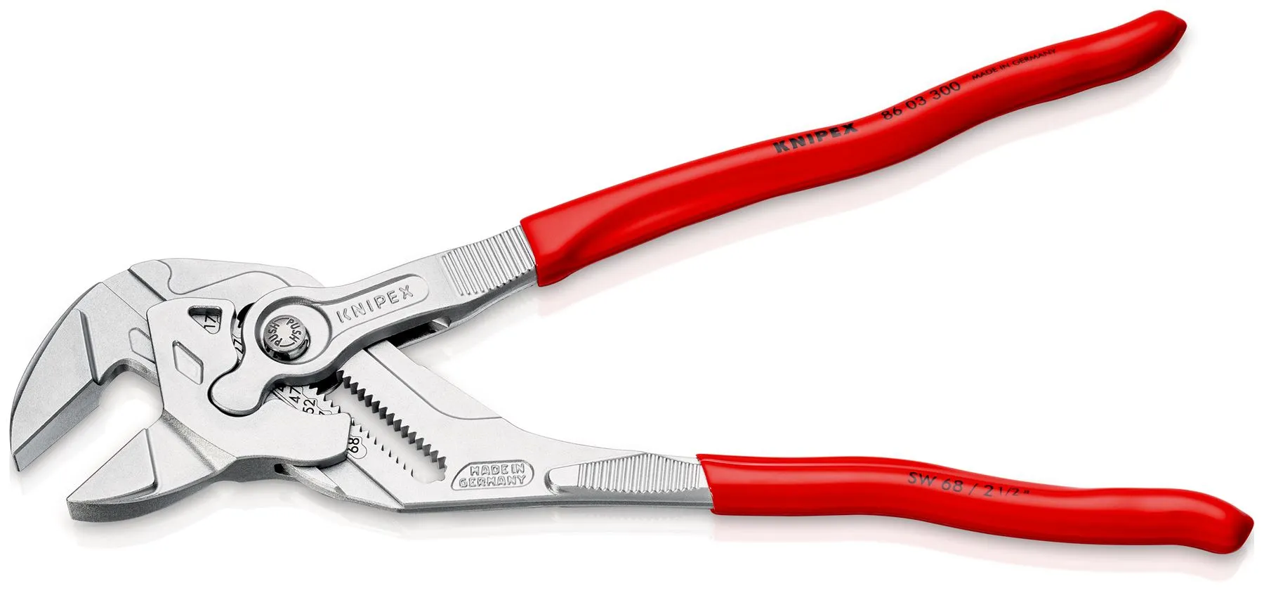 KNIPEX Pliers Wrench Slip Joint Plier 300mm Chrome Plastic Coated Handles 86 03 300 SB
