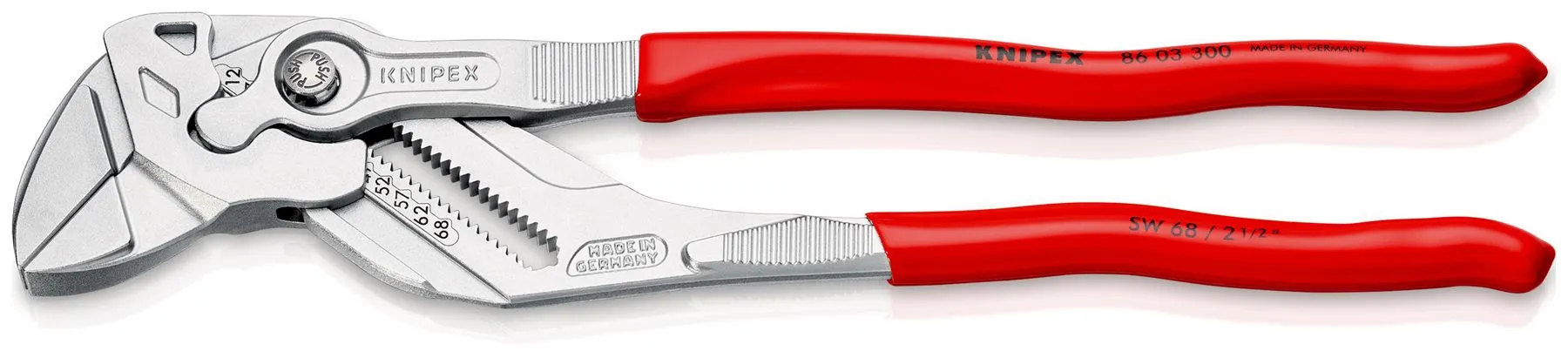 KNIPEX Pliers Wrench Slip Joint Plier 300mm Chrome Plastic Coated Handles 86 03 300 SB