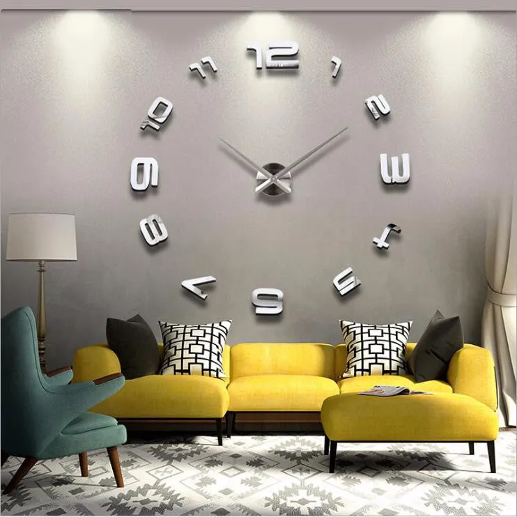 Large DIY Decals Modern Wall Clock -Black,Red,Gray,Blue,Pink,Silvery,Gold,Coffee