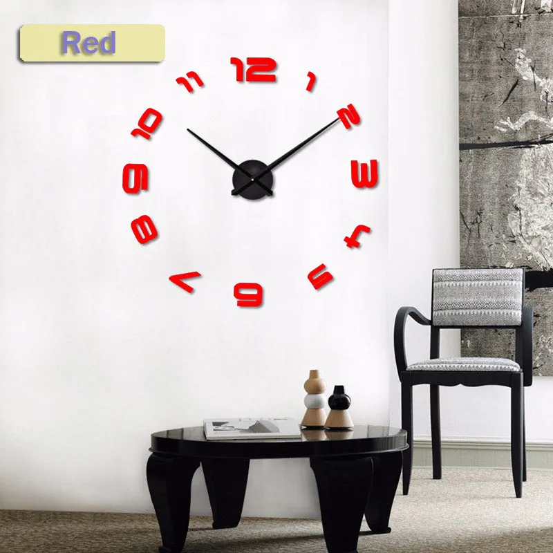 Large DIY Decals Modern Wall Clock -Black,Red,Gray,Blue,Pink,Silvery,Gold,Coffee