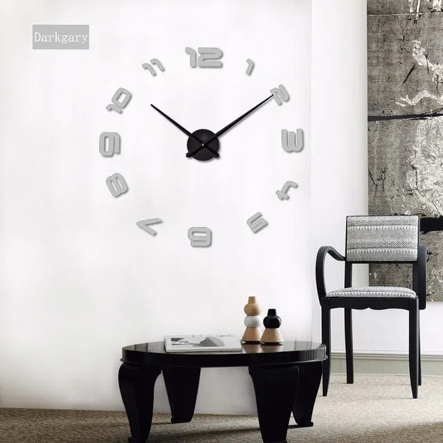 Large DIY Decals Modern Wall Clock -Black,Red,Gray,Blue,Pink,Silvery,Gold,Coffee