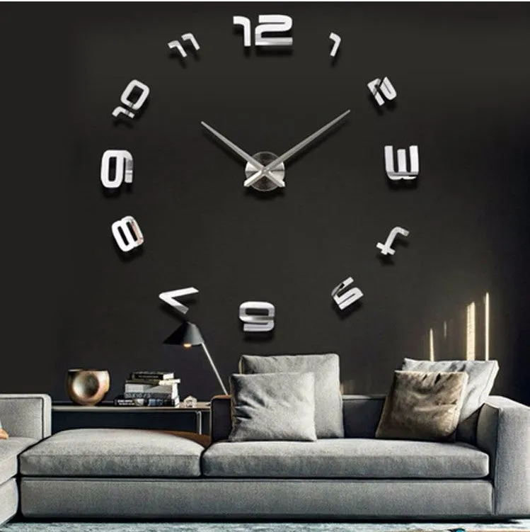 Large DIY Decals Modern Wall Clock -Black,Red,Gray,Blue,Pink,Silvery,Gold,Coffee