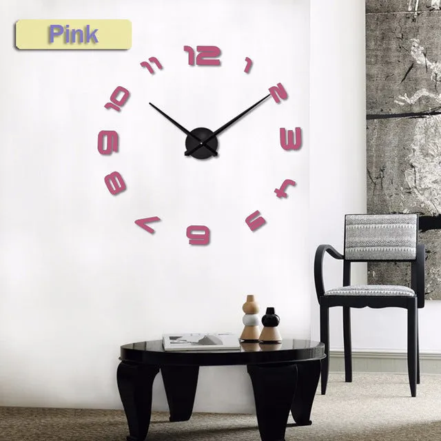 Large DIY Decals Modern Wall Clock -Black,Red,Gray,Blue,Pink,Silvery,Gold,Coffee