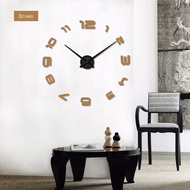 Large DIY Decals Modern Wall Clock -Black,Red,Gray,Blue,Pink,Silvery,Gold,Coffee