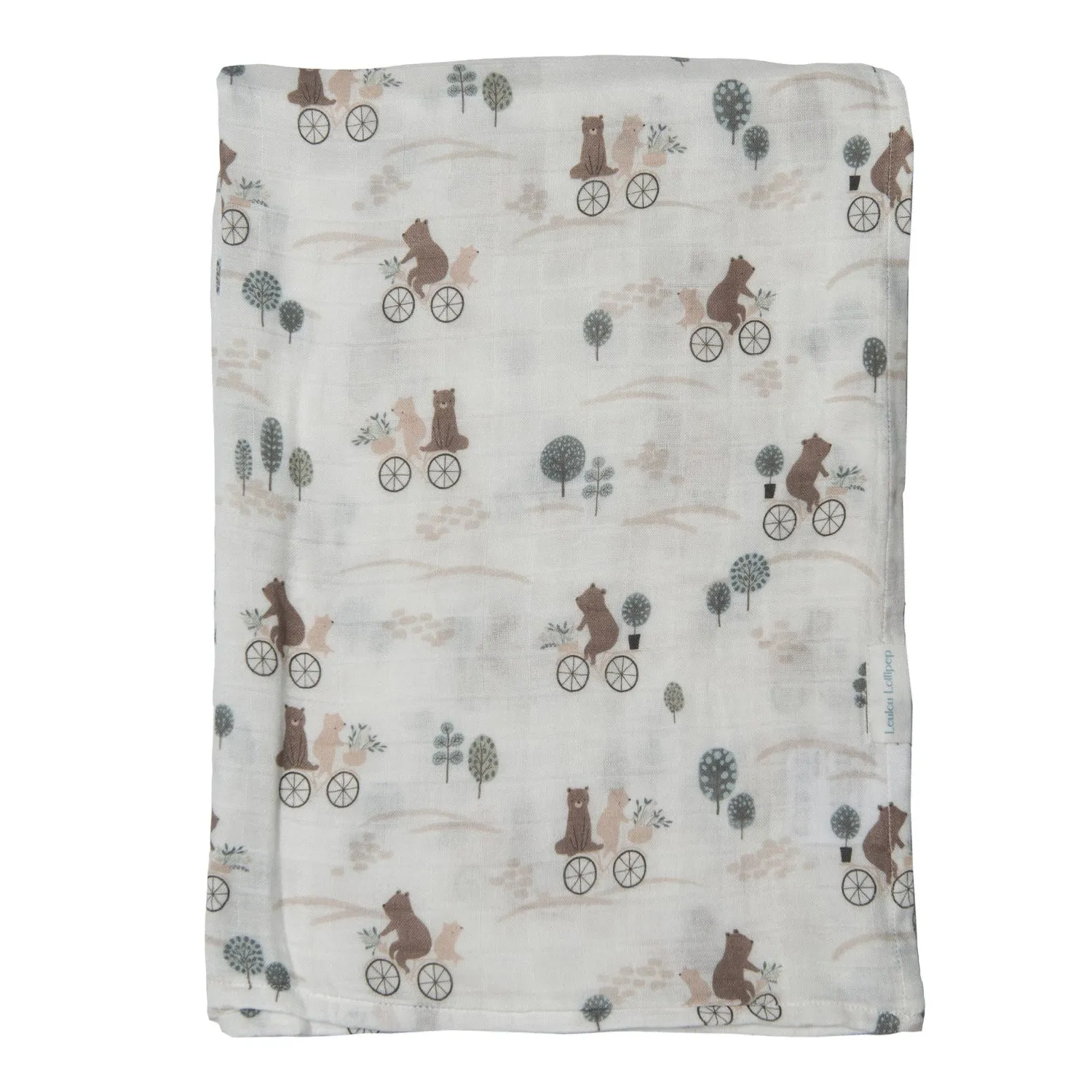 Loulou Lollipop Muslin Swaddle - Bears on Bikes