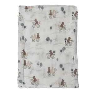 Loulou Lollipop Muslin Swaddle - Bears on Bikes