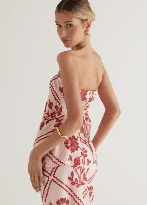 Madi Strapless Top - Red Floral