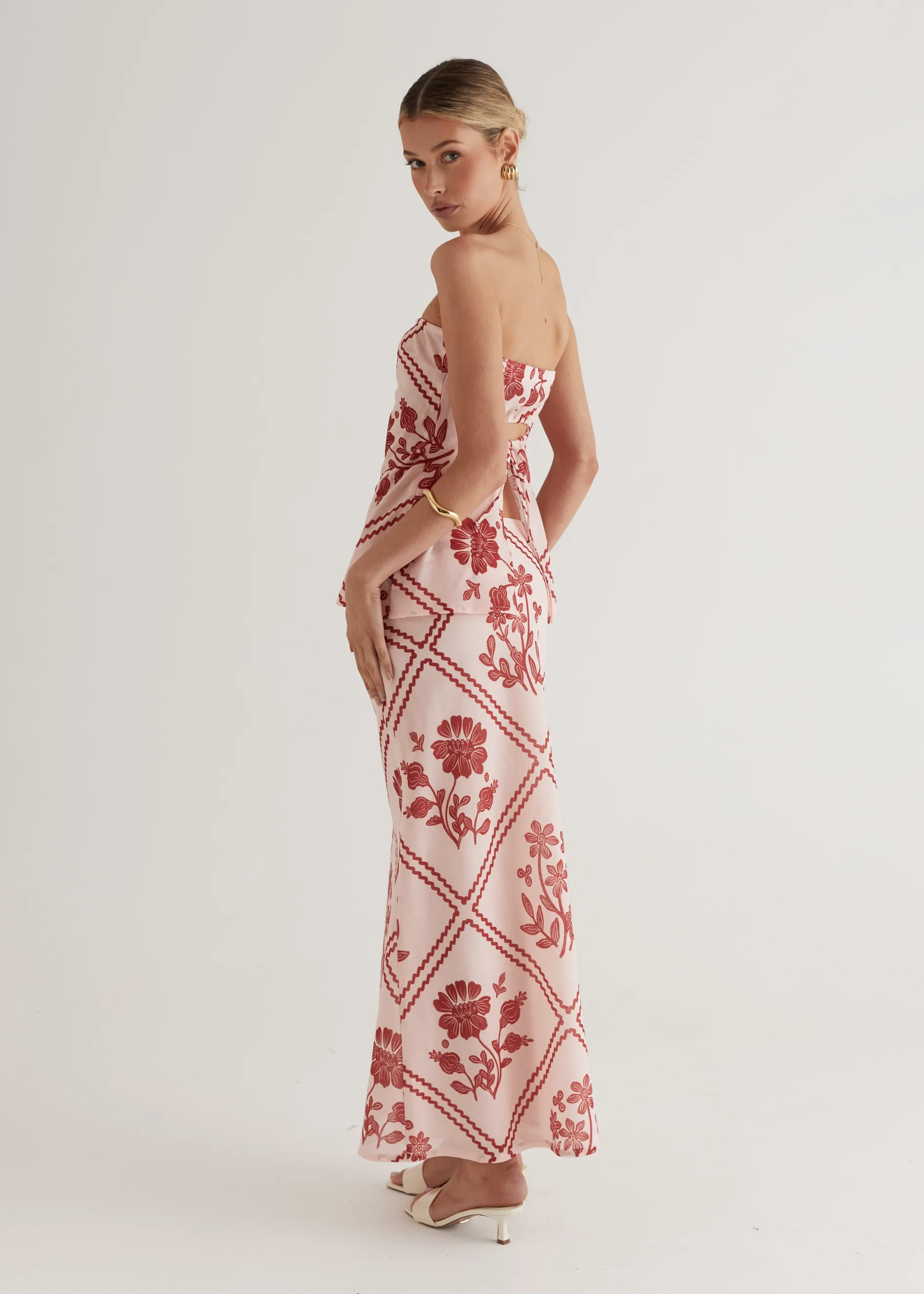 Madi Strapless Top - Red Floral