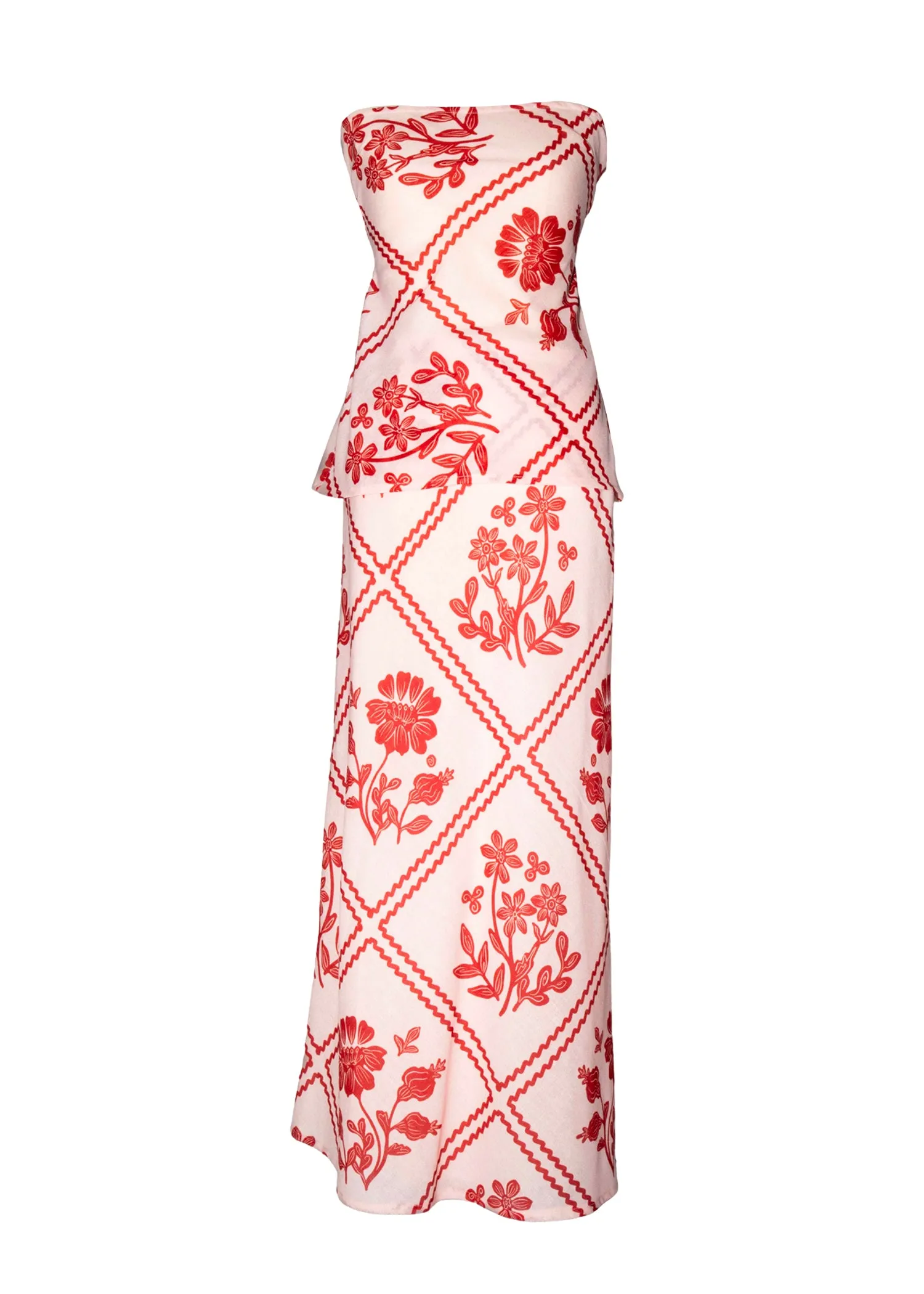 Madi Strapless Top - Red Floral