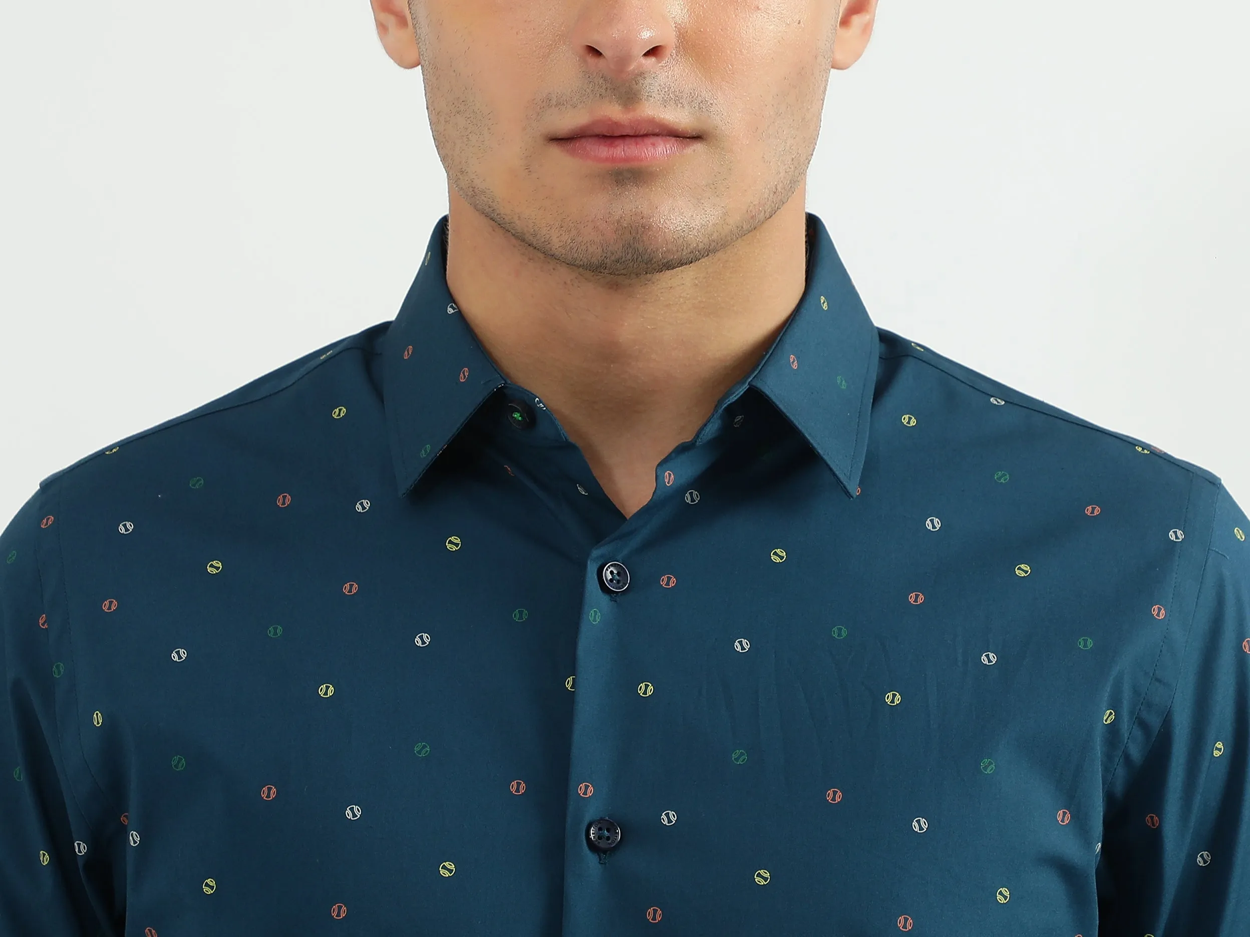 Men Printed Spread Collar Shirt