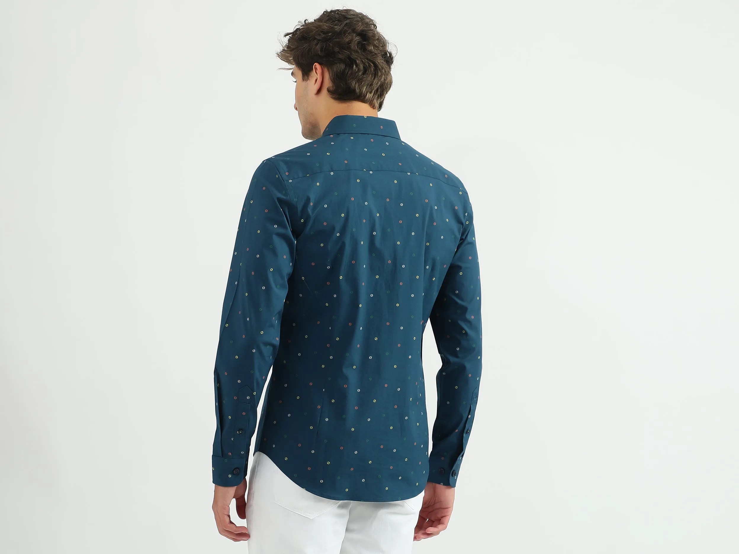 Men Printed Spread Collar Shirt