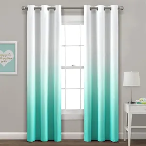 Mia Ombre Ombre Max Blackout Thermal Curtain Panels (Set of 2) Lush Decor Curtain Color: Aqua Size per Panel: 38" x 95"