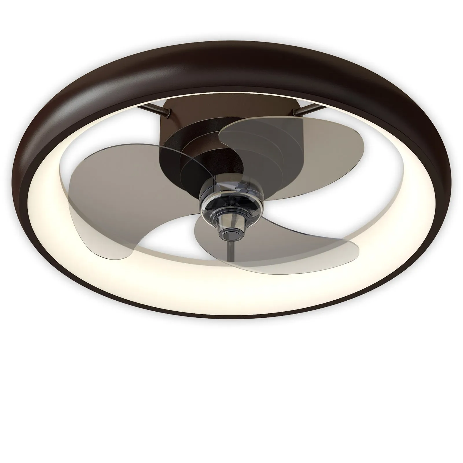 Misty Valley 20in. Modern Dual Control Low Profile Ceiling Fan with Light, Dimmable LED Flush Mount Ceiling Fan for Bedroom
