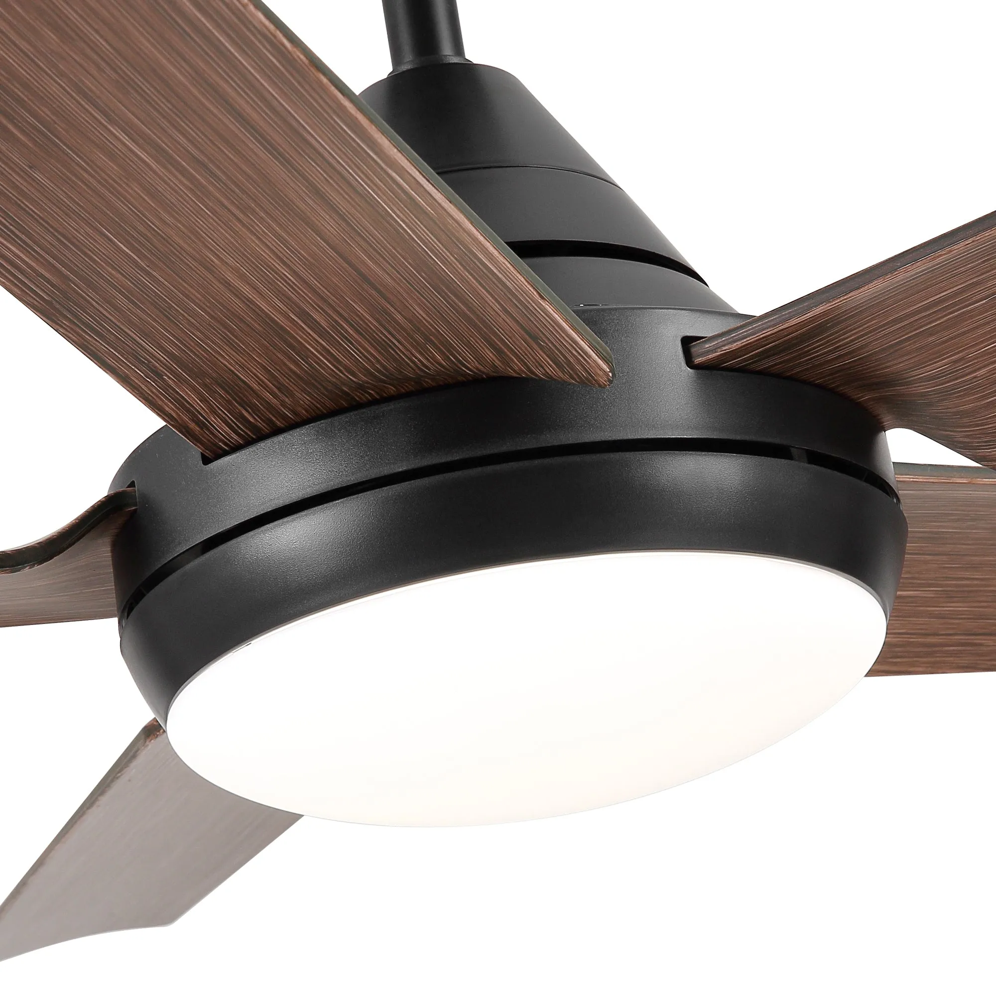 Misty Valley 48in. Modern LED Brown Wood Blade Ceiling Fan with Light, Remote Control
