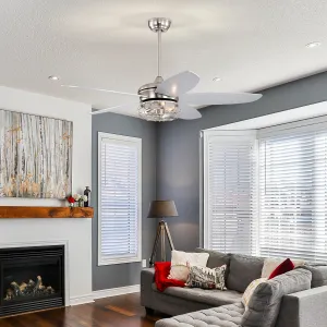 Misty Valley 52in. Industrial Brush Nickel Ceiling Fans with Light,Remote Control Ceiling Fan with for Living Room