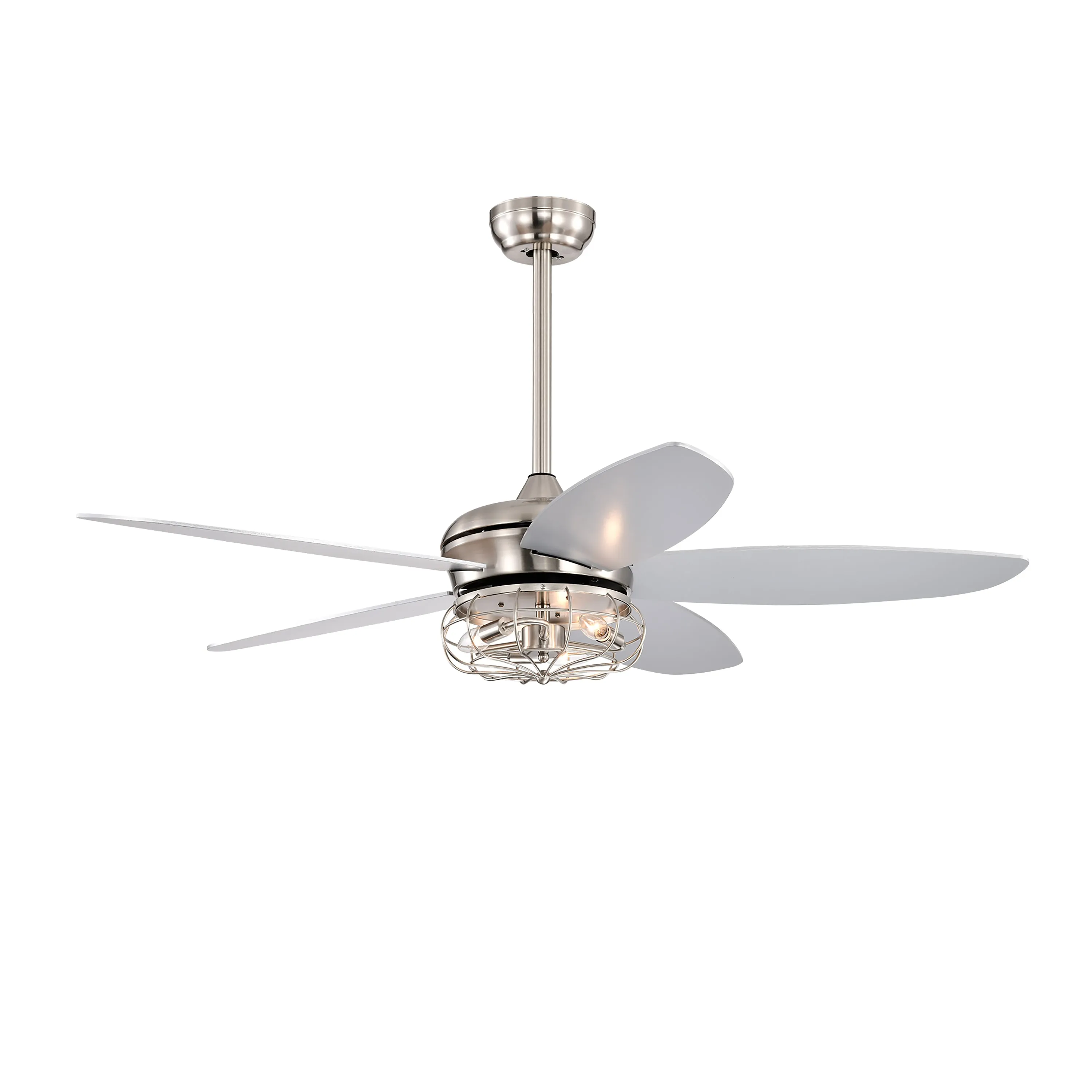 Misty Valley 52in. Industrial Brush Nickel Ceiling Fans with Light,Remote Control Ceiling Fan with for Living Room