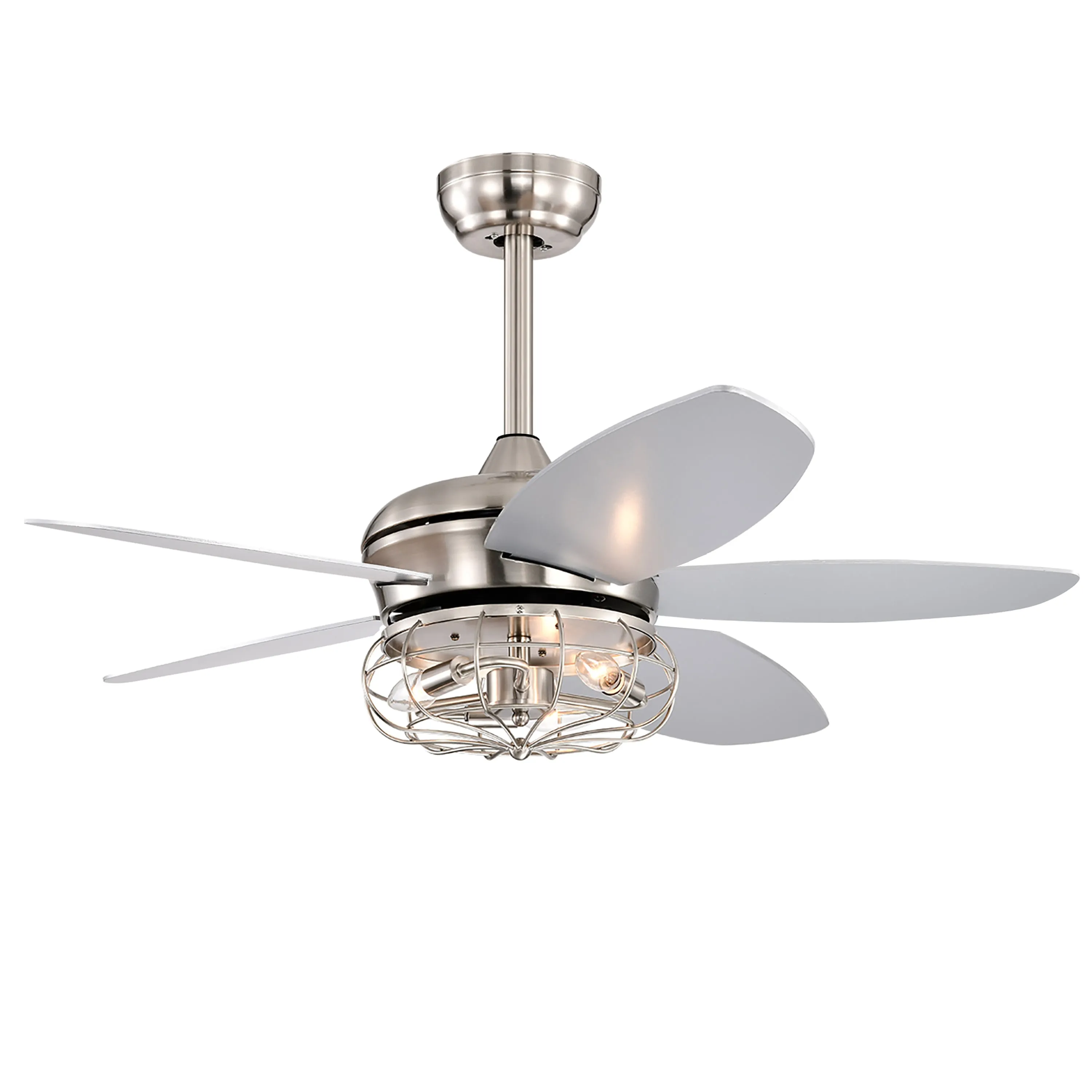 Misty Valley 52in. Industrial Brush Nickel Ceiling Fans with Light,Remote Control Ceiling Fan with for Living Room
