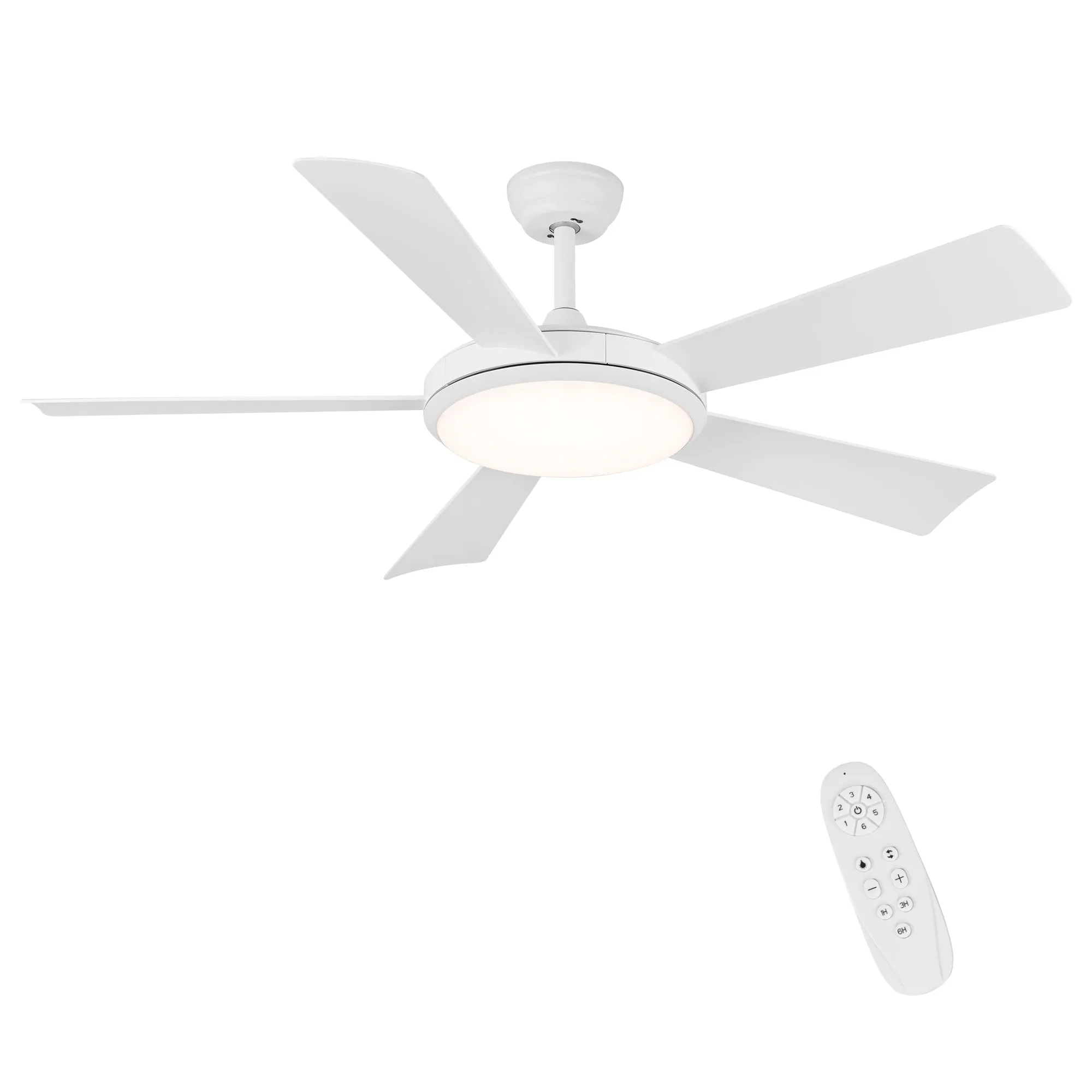 Misty Valley 52in. integrated LED Indoor Modern Quiet White Ceiling Fan with Light,Reversible Blade