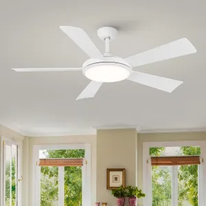 Misty Valley 52in. integrated LED Indoor Modern Quiet White Ceiling Fan with Light,Reversible Blade