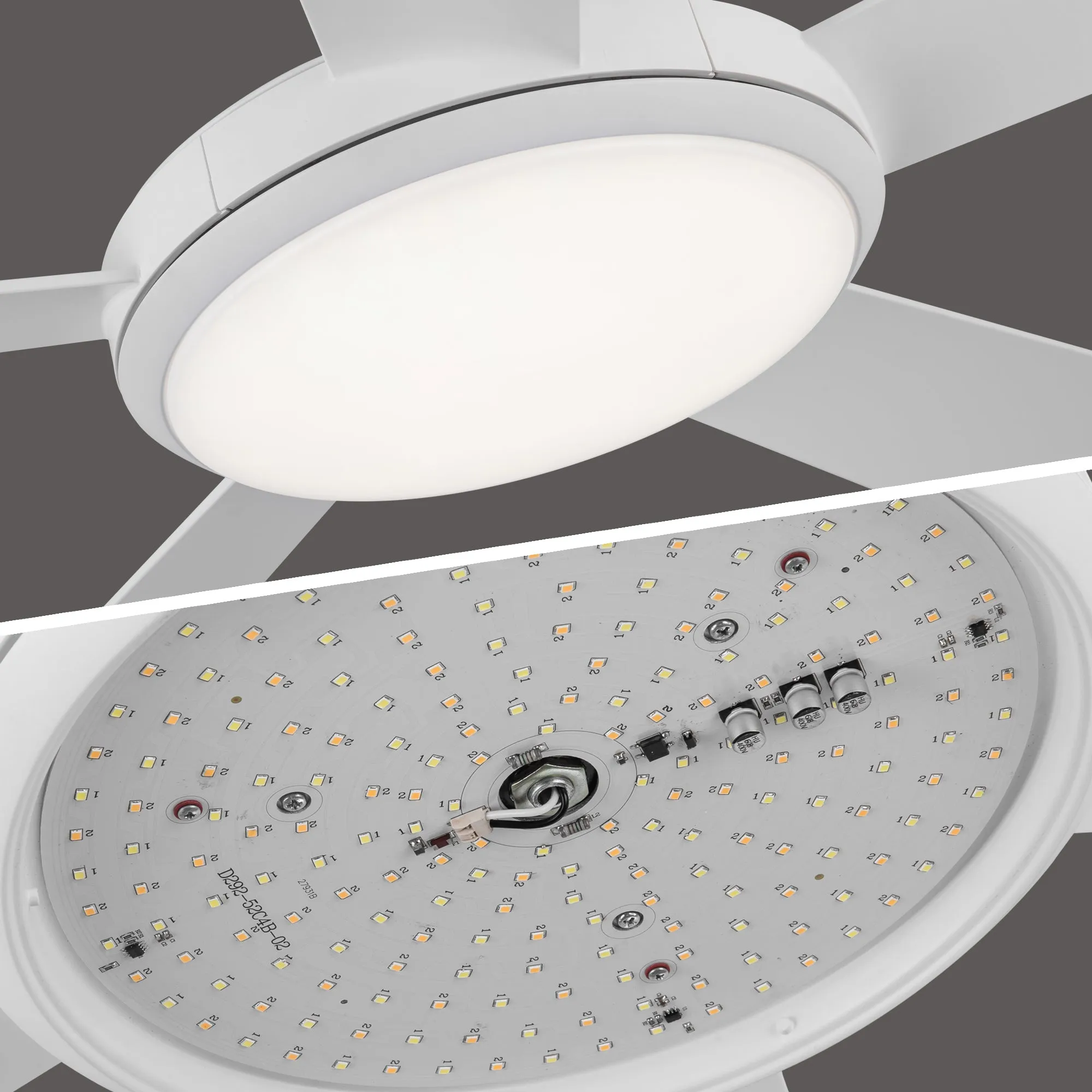 Misty Valley 52in. integrated LED Indoor Modern Quiet White Ceiling Fan with Light,Reversible Blade