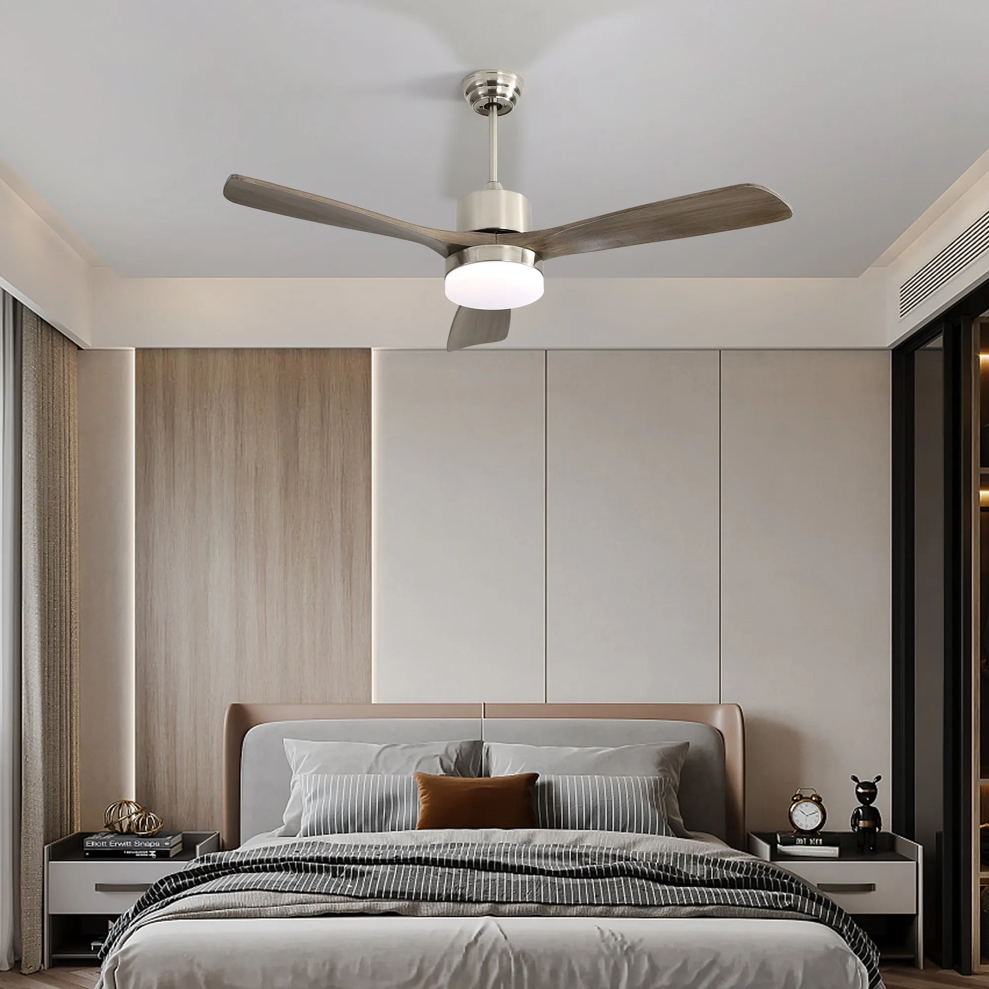 Misty Valley 52in. Remote Control Modern Ceiling Fan with Light, Noiseless Reversible DC Motor for Patio,Living Room, Bedroom