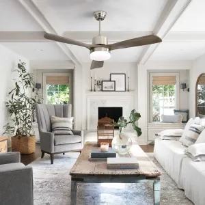 Misty Valley 52in. Remote Control Modern Ceiling Fan with Light, Noiseless Reversible DC Motor for Patio,Living Room, Bedroom