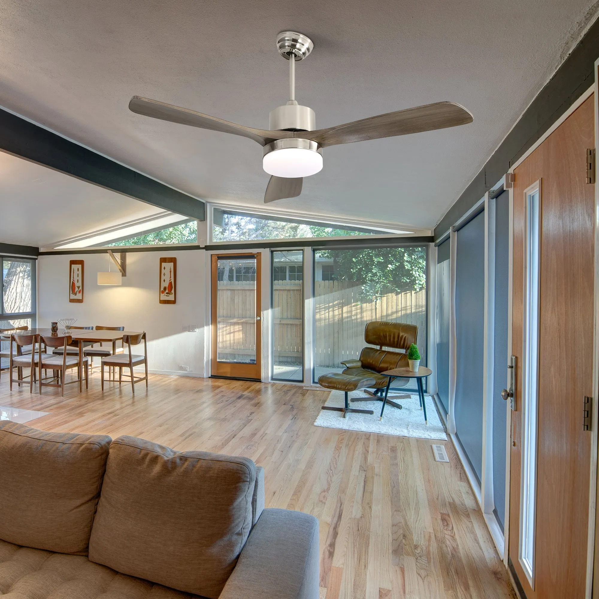 Misty Valley 52in. Remote Control Modern Ceiling Fan with Light, Noiseless Reversible DC Motor for Patio,Living Room, Bedroom