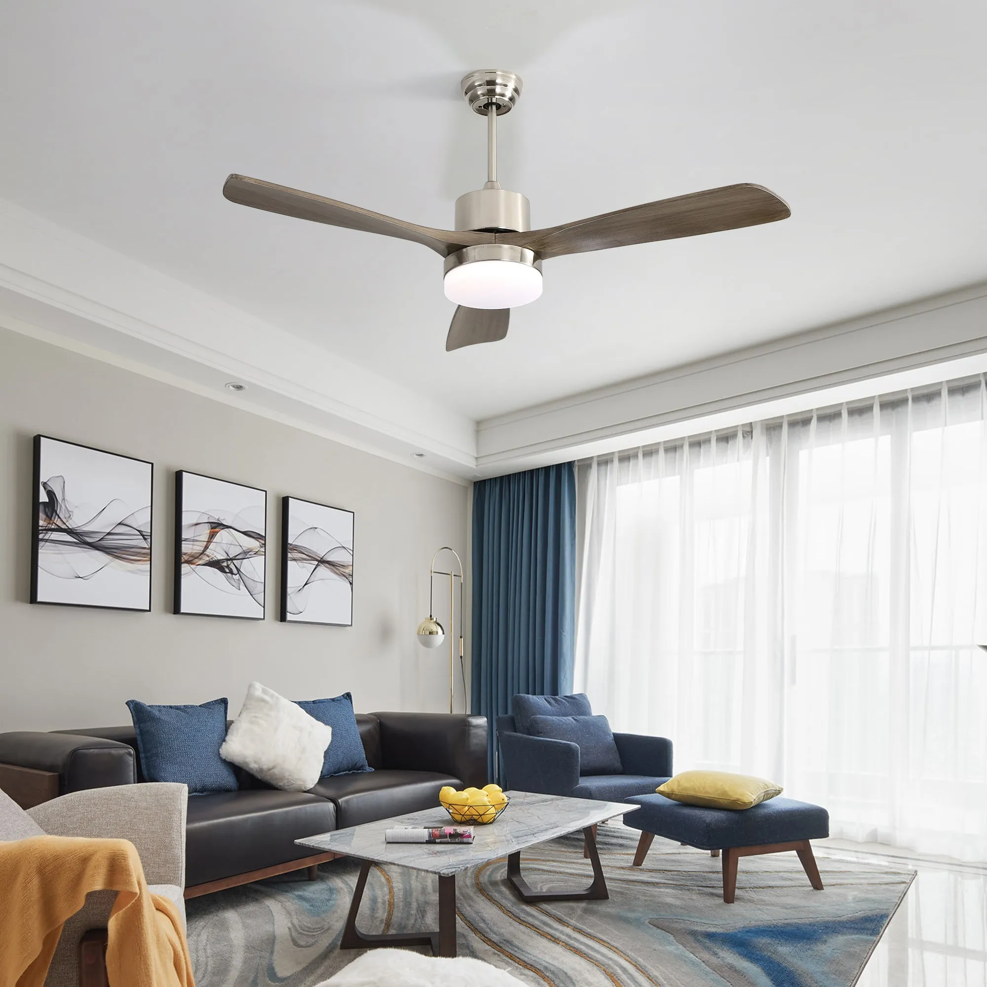 Misty Valley 52in. Remote Control Modern Ceiling Fan with Light, Noiseless Reversible DC Motor for Patio,Living Room, Bedroom