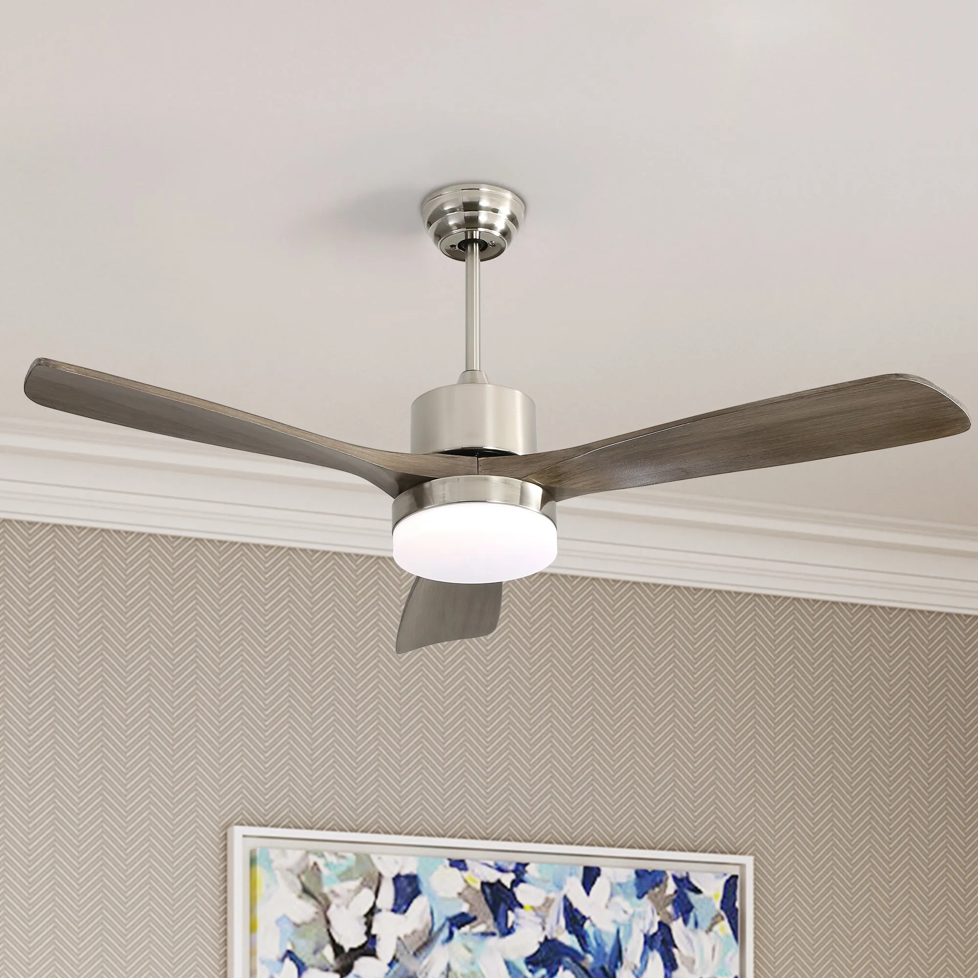 Misty Valley 52in. Remote Control Modern Ceiling Fan with Light, Noiseless Reversible DC Motor for Patio,Living Room, Bedroom