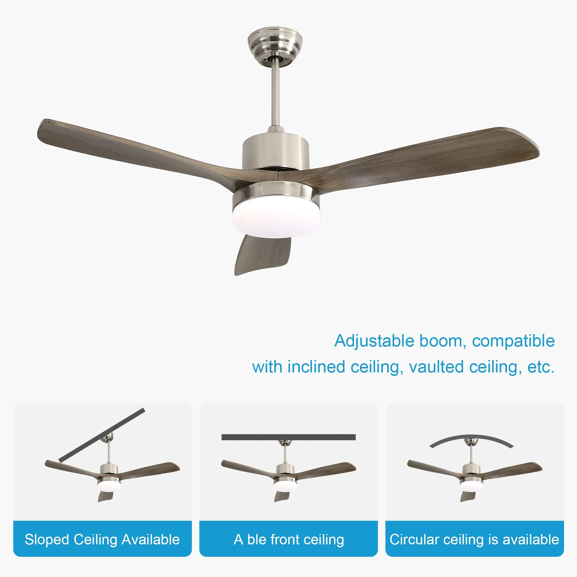 Misty Valley 52in. Remote Control Modern Ceiling Fan with Light, Noiseless Reversible DC Motor for Patio,Living Room, Bedroom