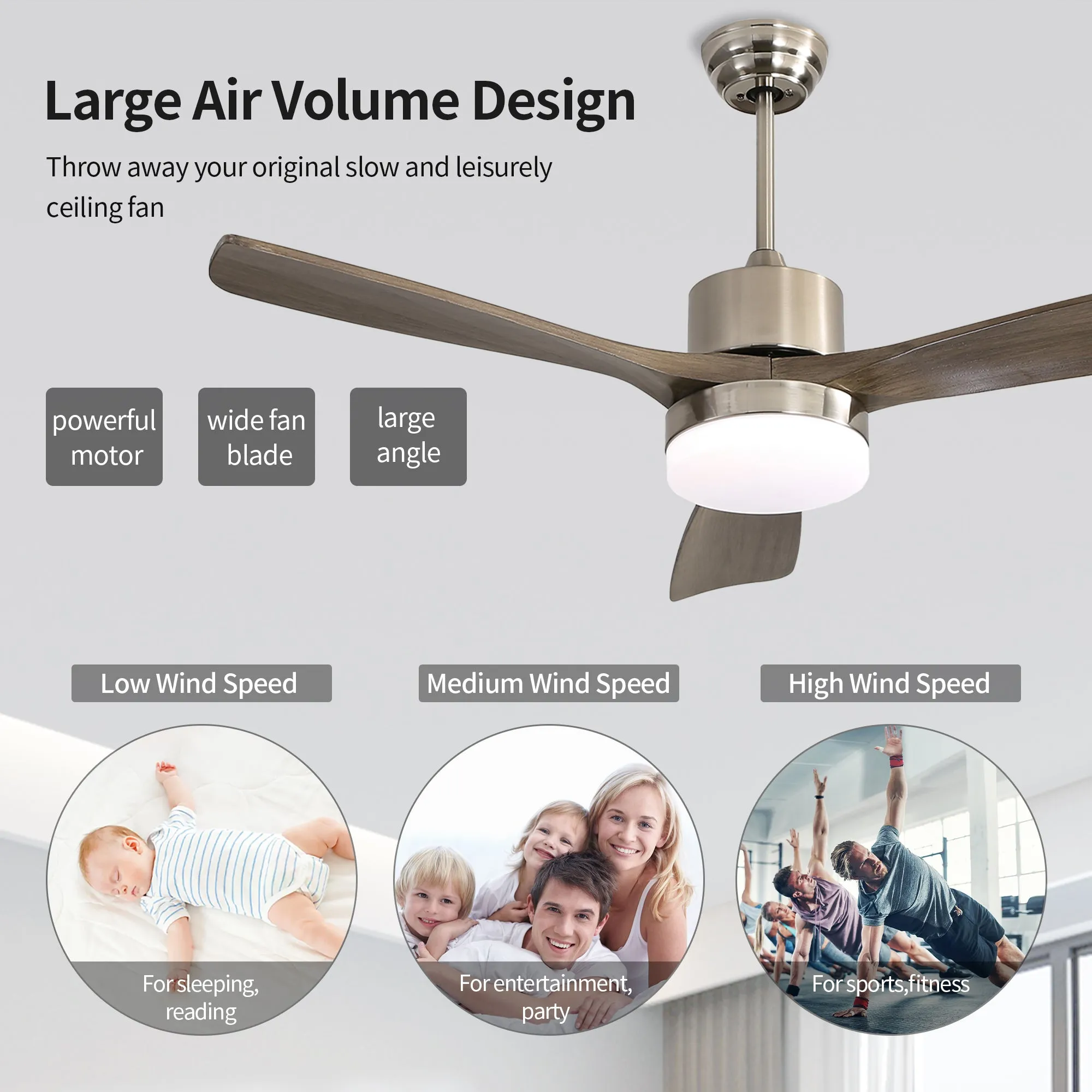 Misty Valley 52in. Remote Control Modern Ceiling Fan with Light, Noiseless Reversible DC Motor for Patio,Living Room, Bedroom